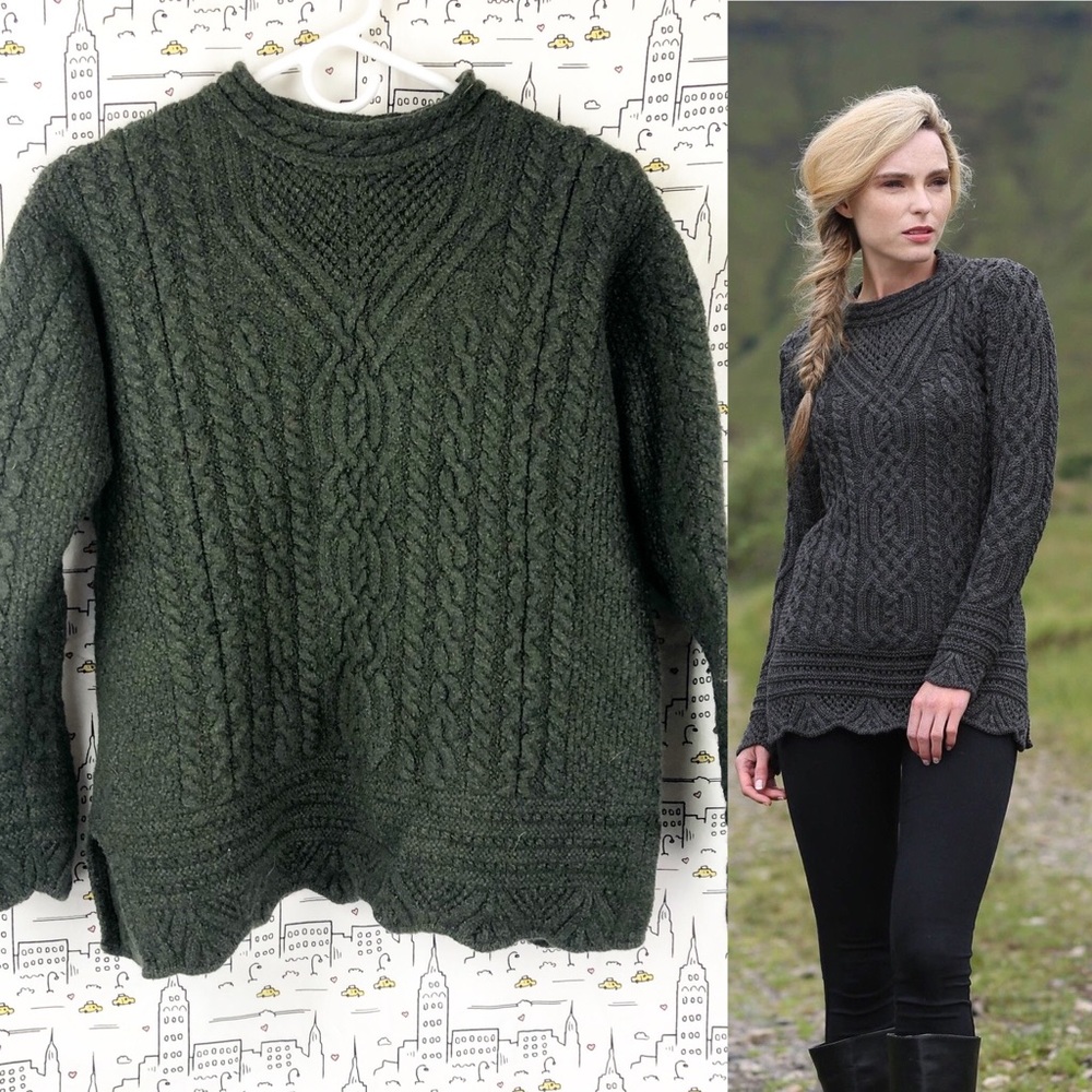 THE IRISH STORE Cable Knit Merino Wool Sweater